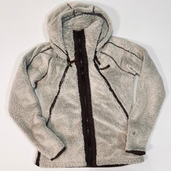 KÜHL Flight Jacket Women’s Small Plush Fleece Zip Hoodie Beige - Picture 7 of 16
